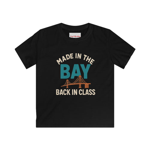 Kid's Made in The Bay Back to School Kids Tee with Fun Design, Youth T-Shirt for Classroom, Summer Vibes, Gift for Students, Birthday Party, Playtime Wear