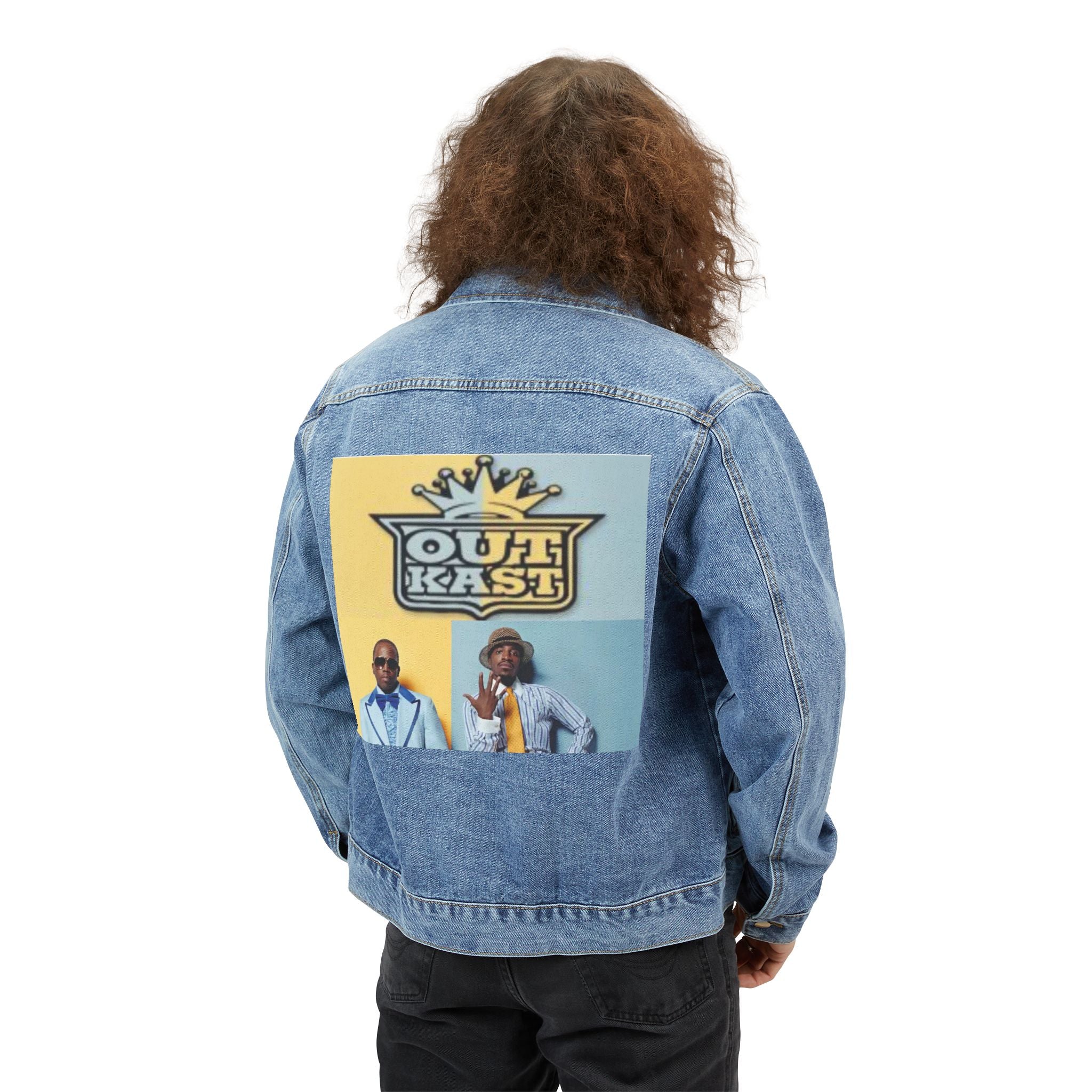 Denim Jacket with OutKast Back Patch — Retro Hip-Hop Graphic Coat